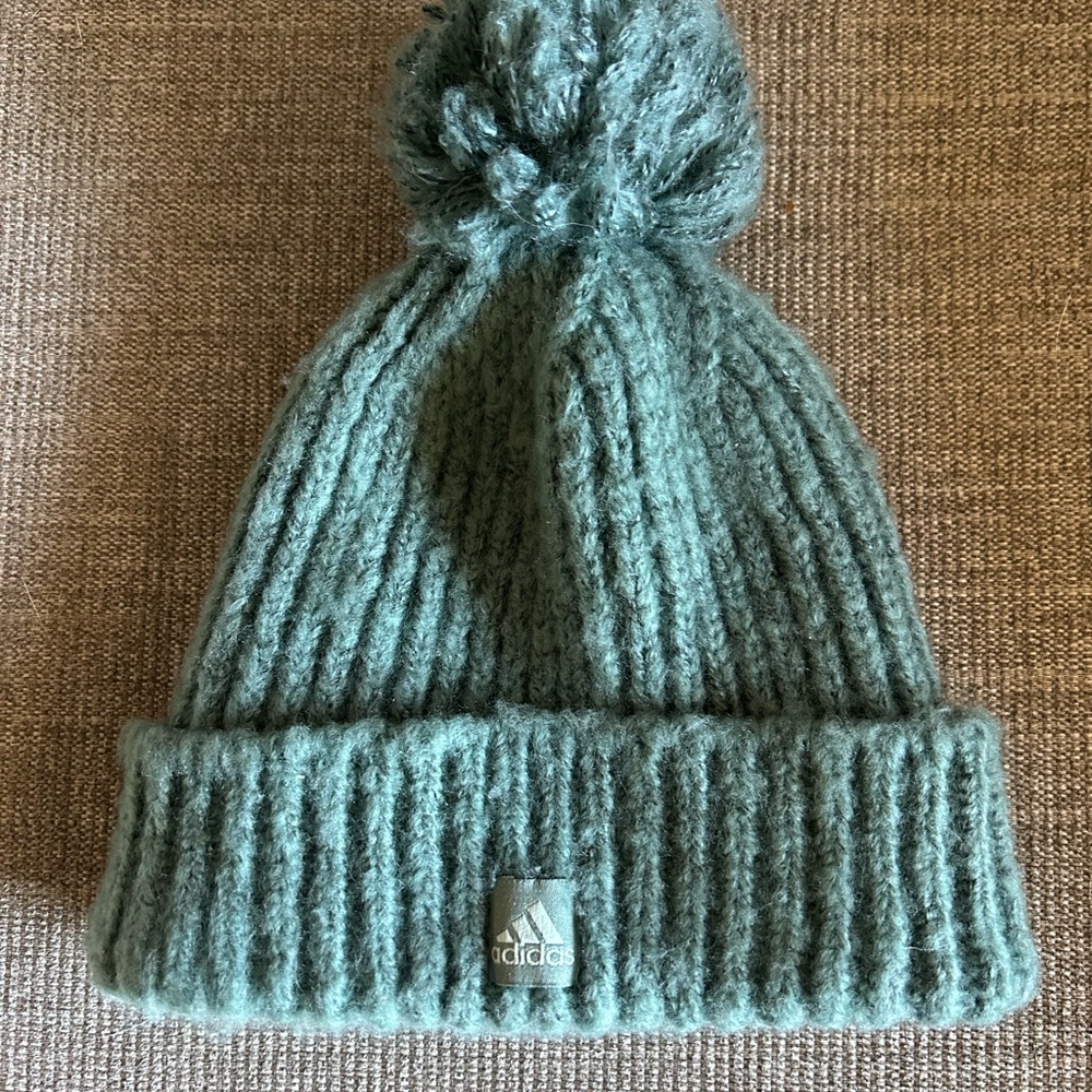 Adidas Kids' Blue/Green Knit Beanie